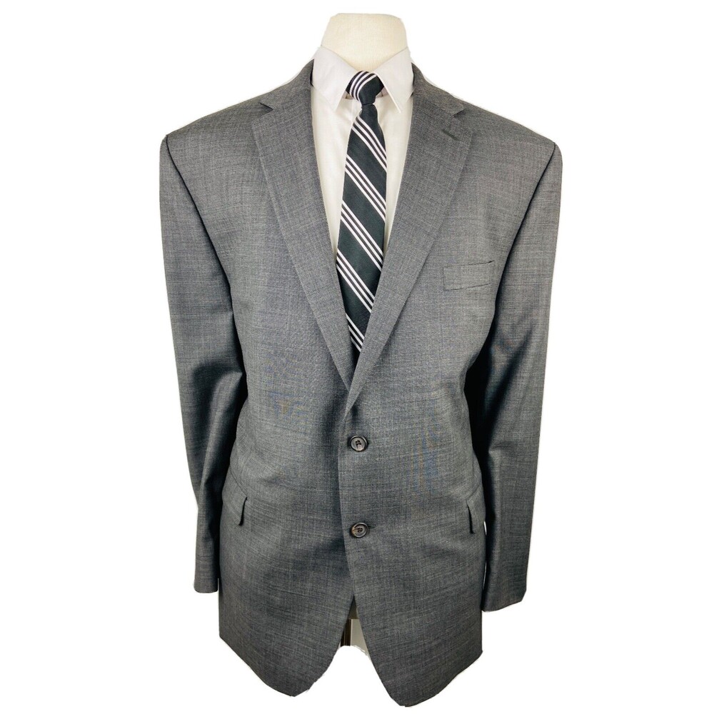 RALPH LAUREN MENS 46R SOLID GRAY SOFT 100% WOOL BLAZER SPORT COAT SUIT JACKET
